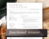 Functional Resume Template, Skills Based Resume, Cv Template Word, Professional Resume Format with Skills Summary and Objective Sections
