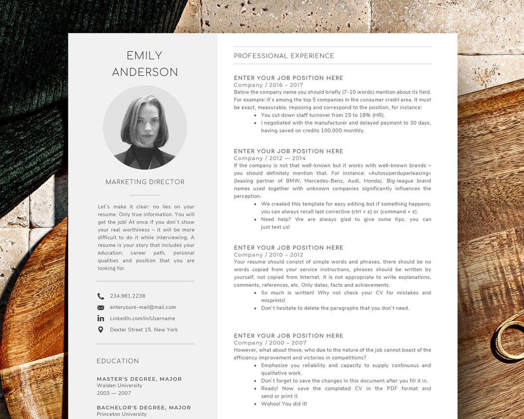 Resume Compact Example Compact Resume Templates With Photo, Two Column Cv Template Picture ...