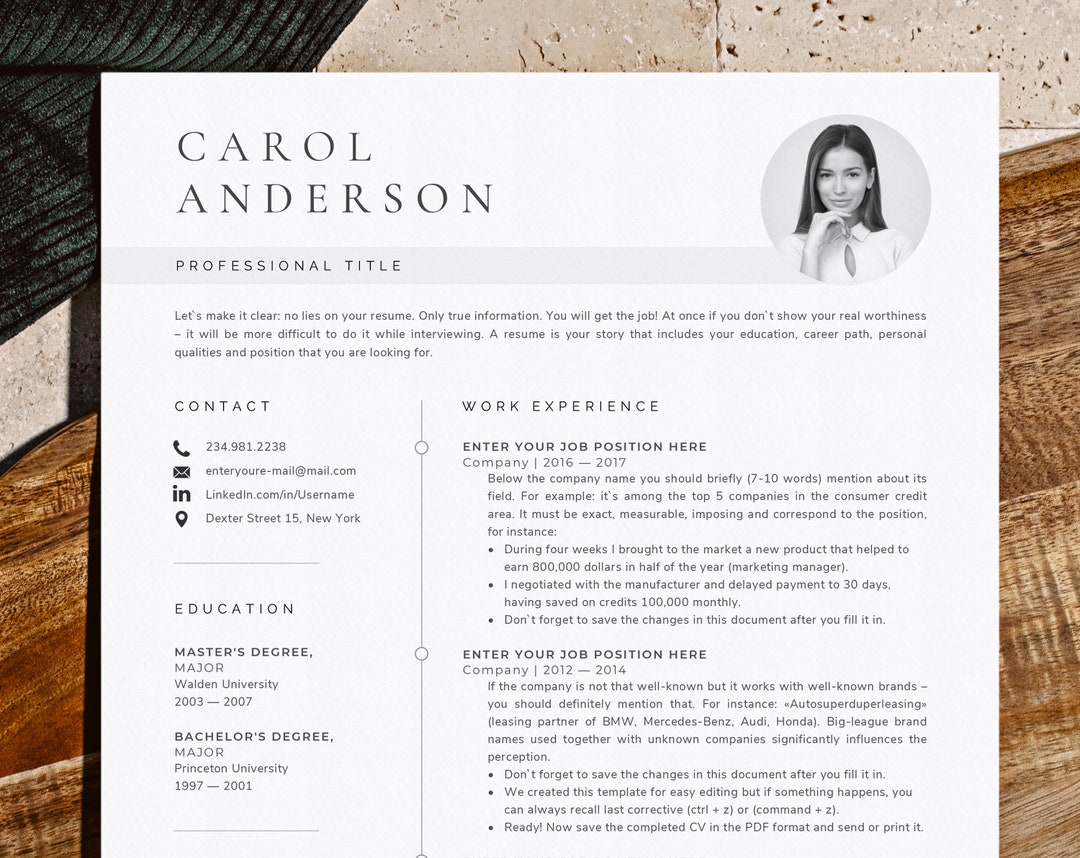 Creative Resume Template Instant Download, Professional Resume and