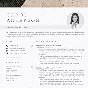 Creative Resume Template for woman, Professional Resume and Cover Letter Template with Picture Cv Design, CV Word, Modern Resume, Female Cv