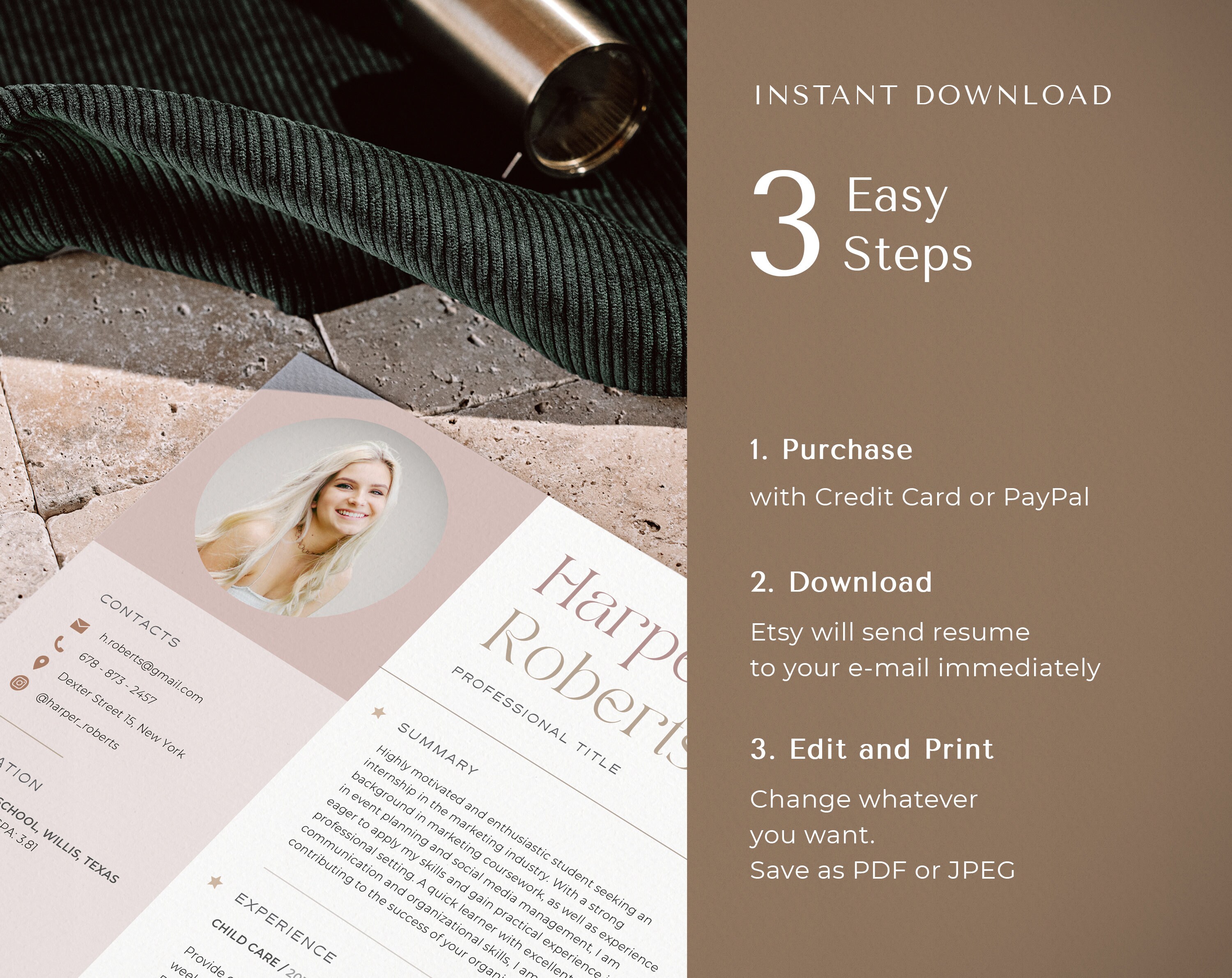 High School Resume Template Canva Students, College Resume With No Work ...