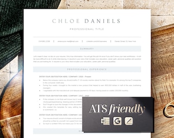 ATS Resume Template, CV Template Ats Friendly Resume Google Docs, MS Word + Apple Pages, Modern Ats Compatible Resume Format + Cover Letter