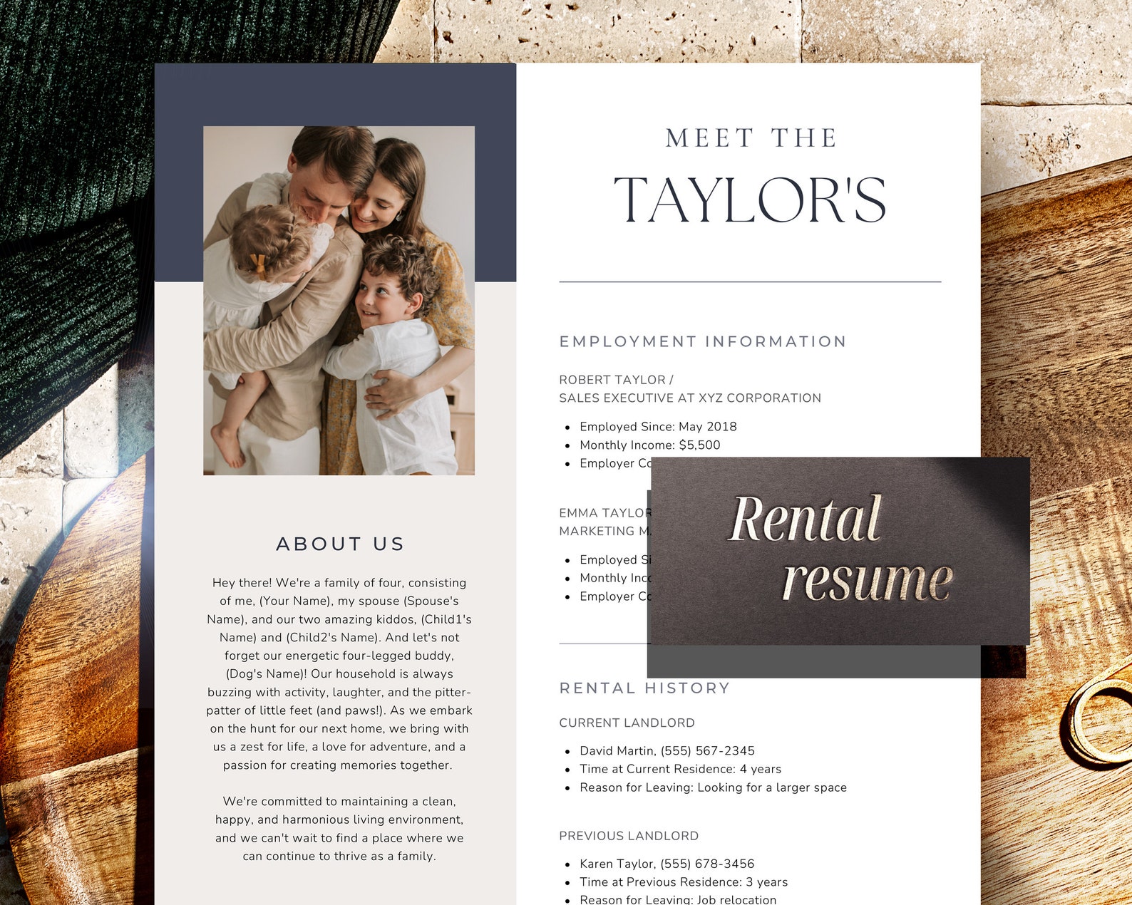 Standout Rental Resume Template, Renter Cv Template, Rental Application ...