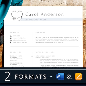 Nursing resume word, Nursing resume and cover letter template, New grad resume template nurse, Registered nurse resume RN, Clean blue
