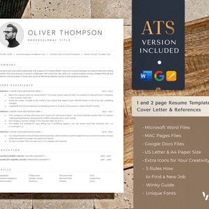 Professional Resume Template with photo, Cv Template Resume Google Docs, Word & Pages, Modern Resume Templates 2023, 1-3 Page Minimalist CV image 5