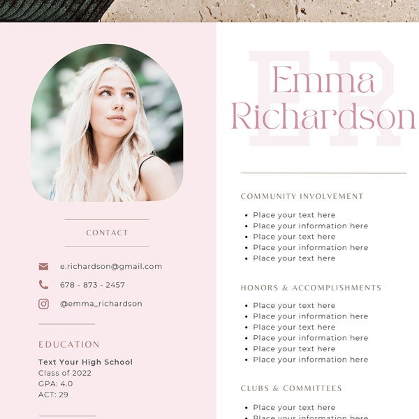 Sorority Rush Resume Template Easy Pink Etsy Sorority Rush Resume Template Easy Pink Etsy