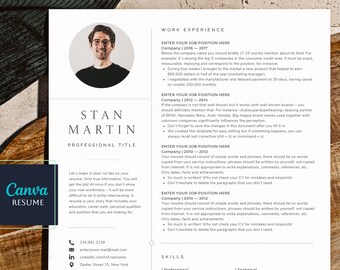 Canva Resume Template, Cv Template Canva, 2 page resume for Canva, Modern Resume Canva Template, Professional Cv, Clean 1 page optimized