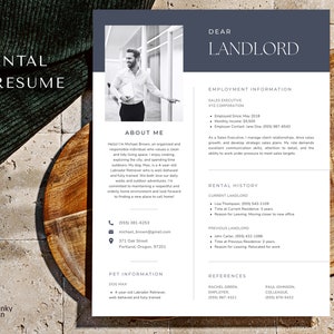 Potential Tenant Resume, Single Applicant Renter Resume Template ...