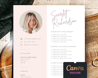 Sorority Lebenslauf Vorlage mit Foto, Sorority Rekrutierung, Sorority Resume und Anschreiben, Cute pink Social Sorority Rush Resume canva