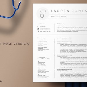Registered Nurse Resume Template Rn, Nursing Resume Template Word & Pages, Medical Assistant Resume, Student Nurse, New Grad Nurse CV Design image 2