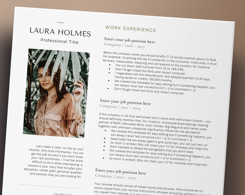 Creative Resume Template With Photo, Cv Template, Modern Resumes for ...