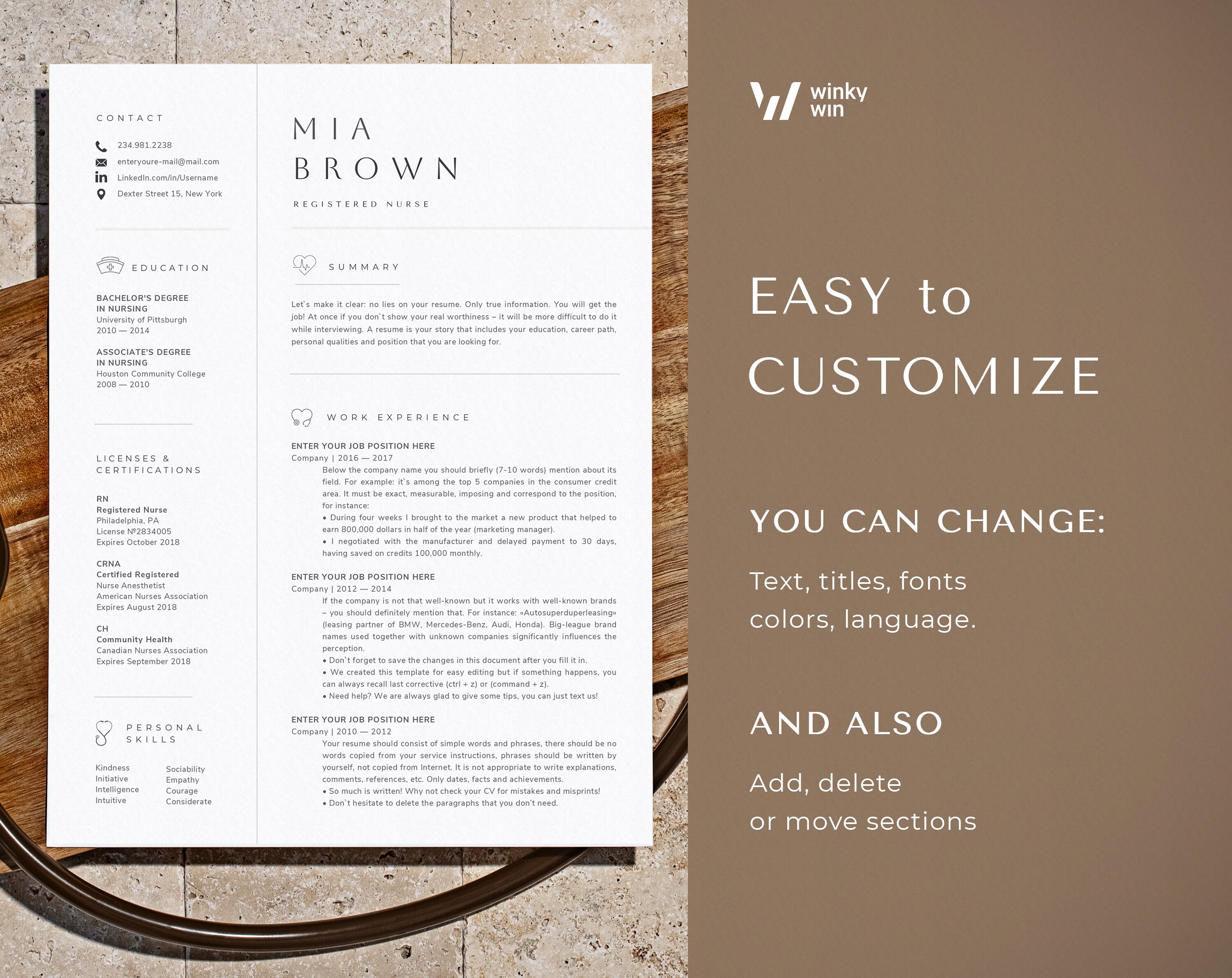 Nurse Resume Template Nursing Resume New Grad, BSN Resume Design ...
