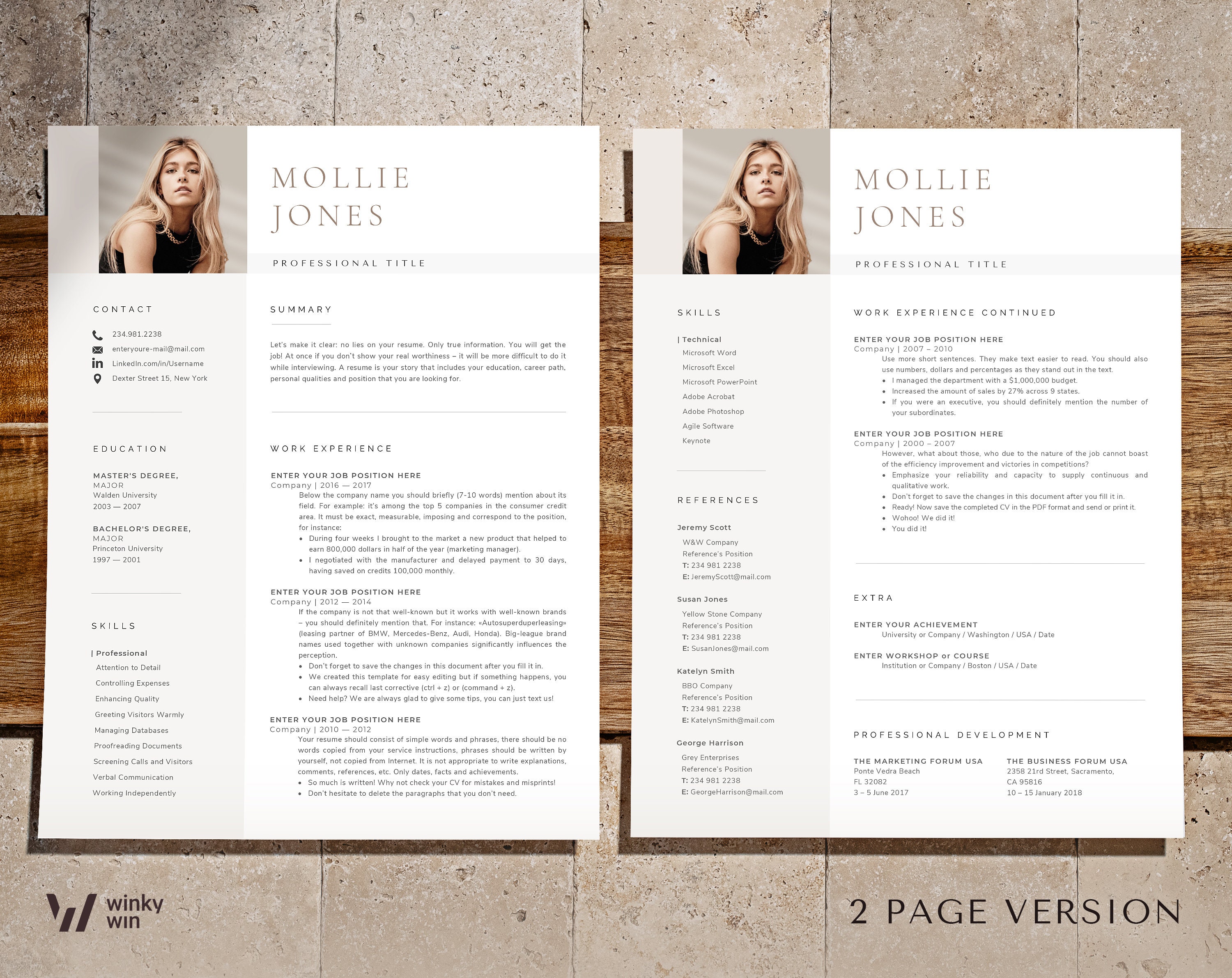 Creative Resume Template With Photo: Modern CV & Cover Letter (digital ...