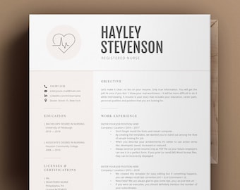 Pink Nursing Resume Template for Word, Rn Resume Design Medical Resume with Cover Letter, Registered Nurse Cv Layout Pages, Cardiac nurse