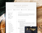 Clean Chronological Resume Template Word & Pages, Sleek Elegant Resume and Cover Letter Template, Stylish Contemporary Cv Template 3 Page
