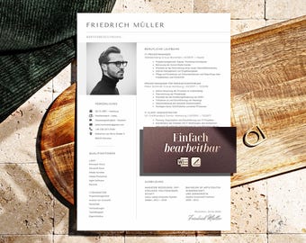 Lebenslauf Vorlage mann, Deutsch, Schweiz, Österreich Bewerbungsvorlagen minimalistaisch, 2026 Vorlage Lebenslauf mit foto / Word, Mac Pages