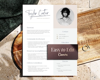 Blue Sorority Resume Template with Photo, Blue Editable Sorority rush resume