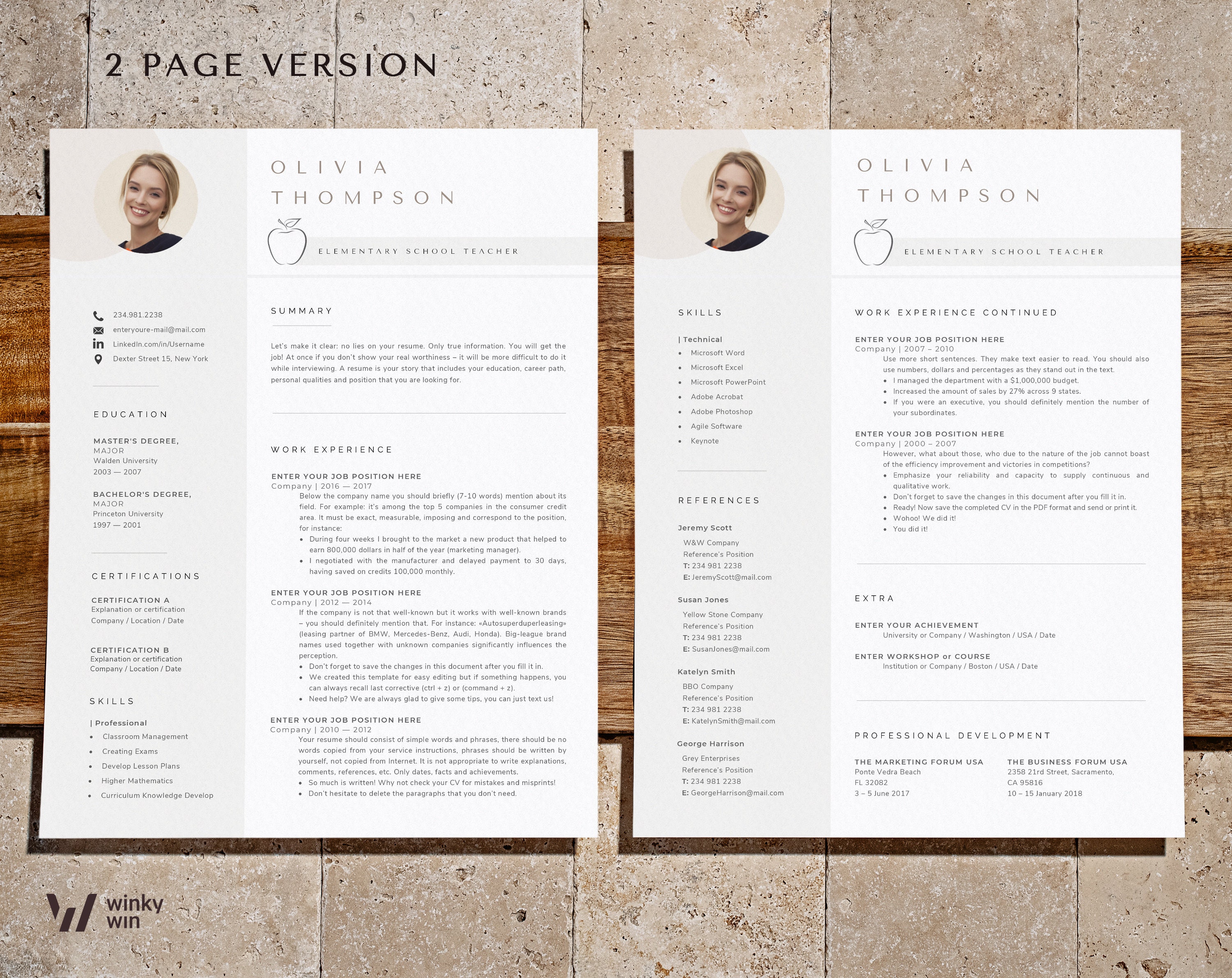 Teacher Resume Template Word and Pages | Teaching Resume Template, CV ...