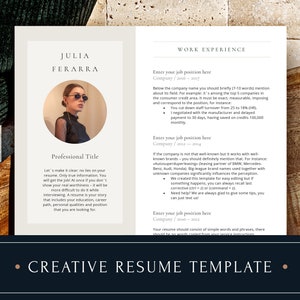 Creative Resume Template Cv Template with Photo Resume Templates Word Resume and Cover Letter Template, Modern Resumes for Word image 1