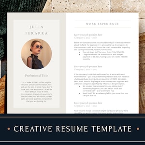 Plantilla de CV creativo / Plantilla de CV con foto / Plantillas de CV Word / Plantilla de CV y carta de presentación, CV modernos para Word
