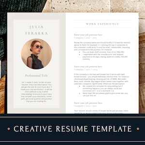 Creative Resume Template Cv Template with Photo Resume Templates Word Resume and Cover Letter Template, Modern Resumes for Word image 1