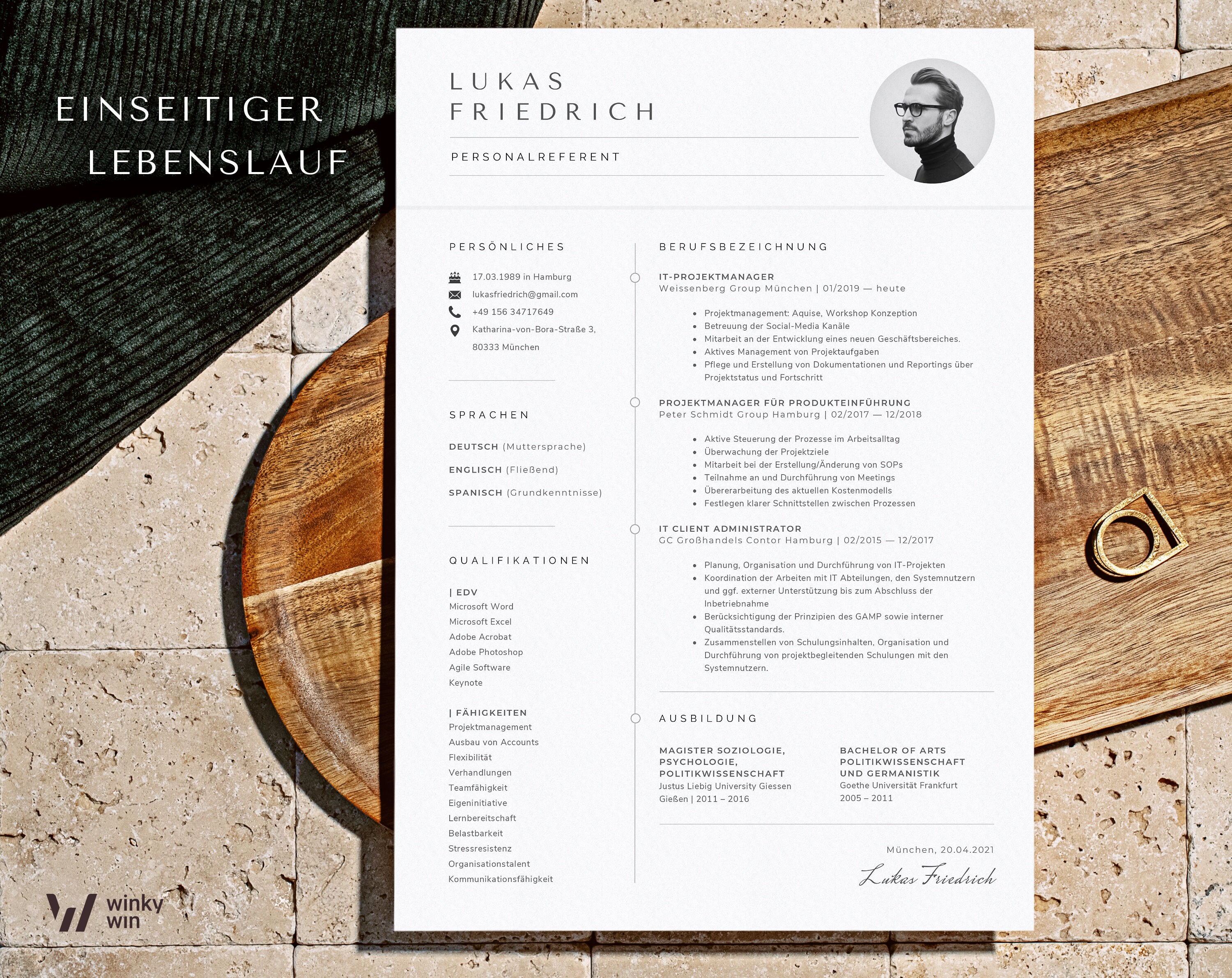 Bewerbungsvorlage Deutsch Lebenslauf Vorlage Für Word Und - Etsy