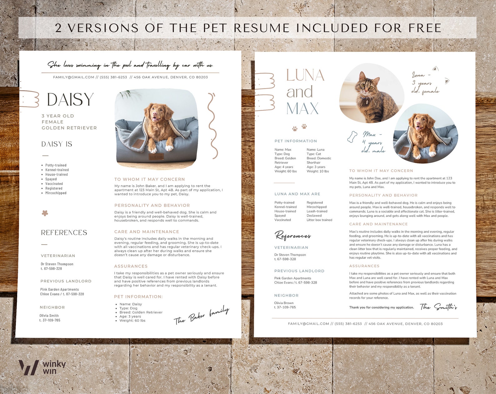 Family Rental Resume Template Free Pets Resume Tenant Resume - Rental ...