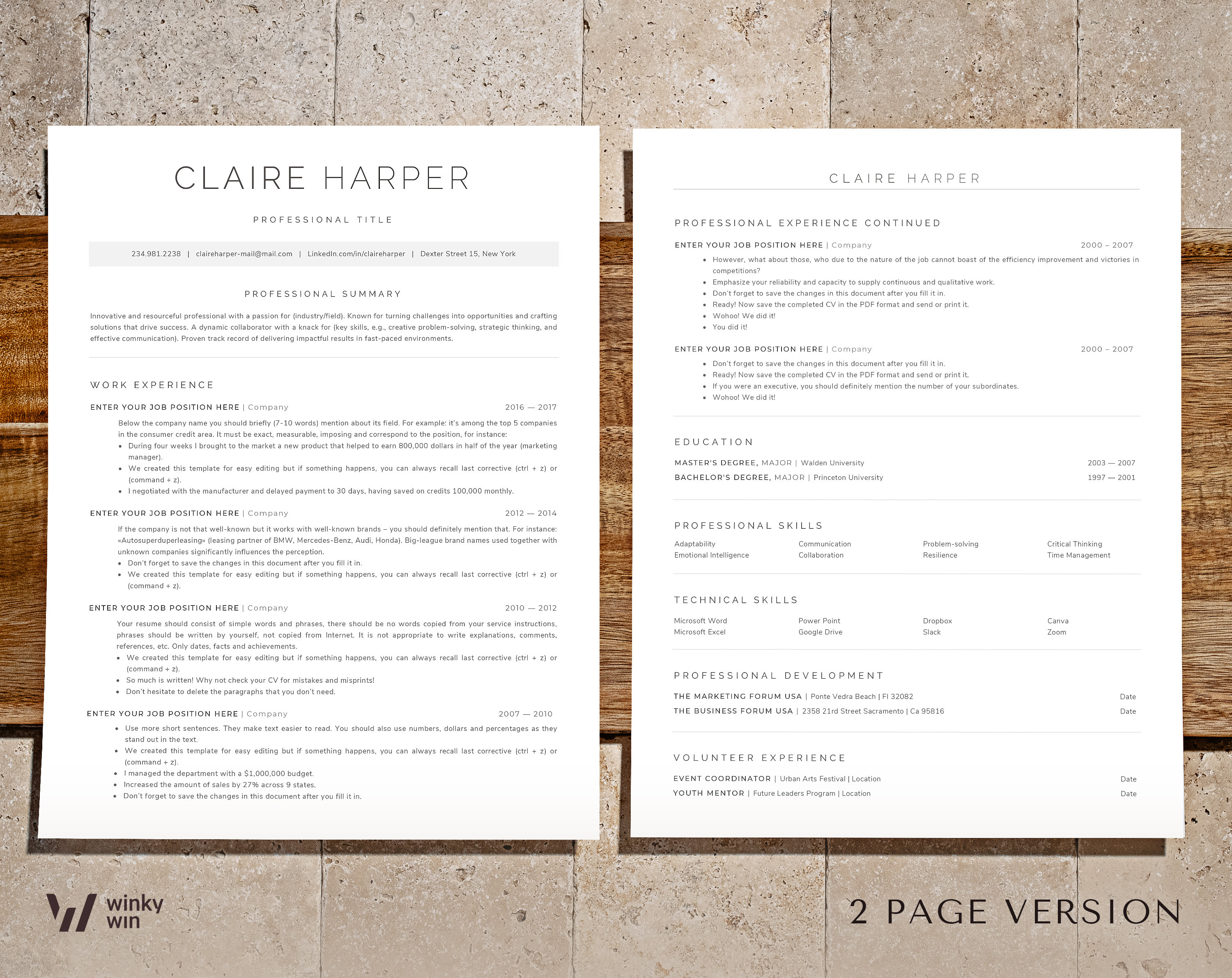 ATS Cv Template, Resume Template Word, Pages, Google Docs, ATS Friendly