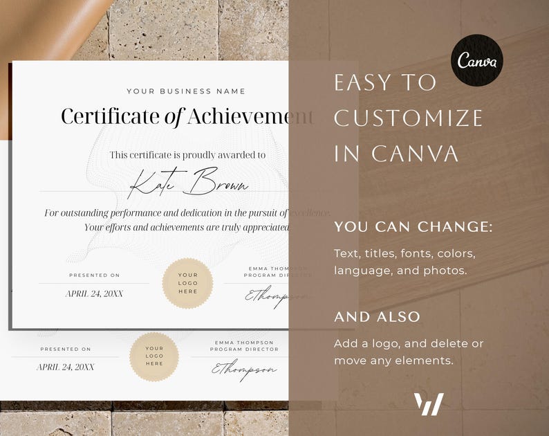 Achievent Lettering Design Achievement Certificate Template Canva: Printable Award (US Letter & A4 ...