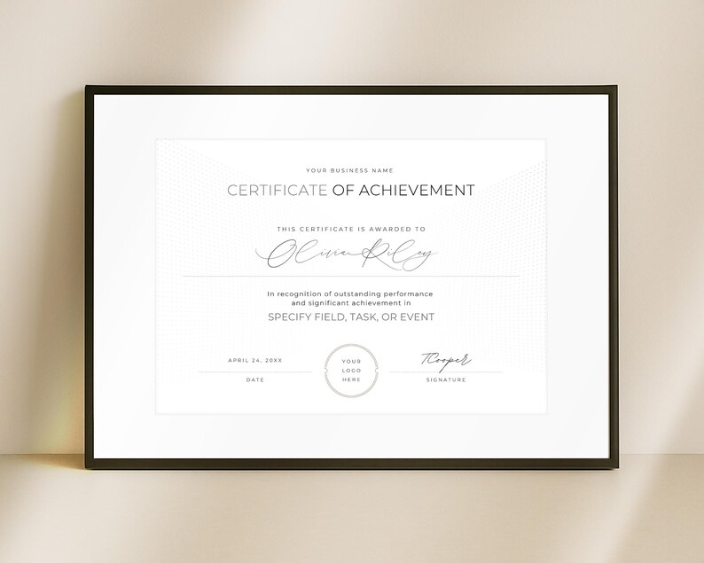 Certificate For Riley Editable Award Certificate Template Canva: Professional Achievement (US ...