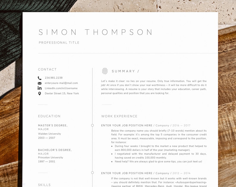 Clean Resume Template Professional - Il 794xN.4596277533 Gjzx 
