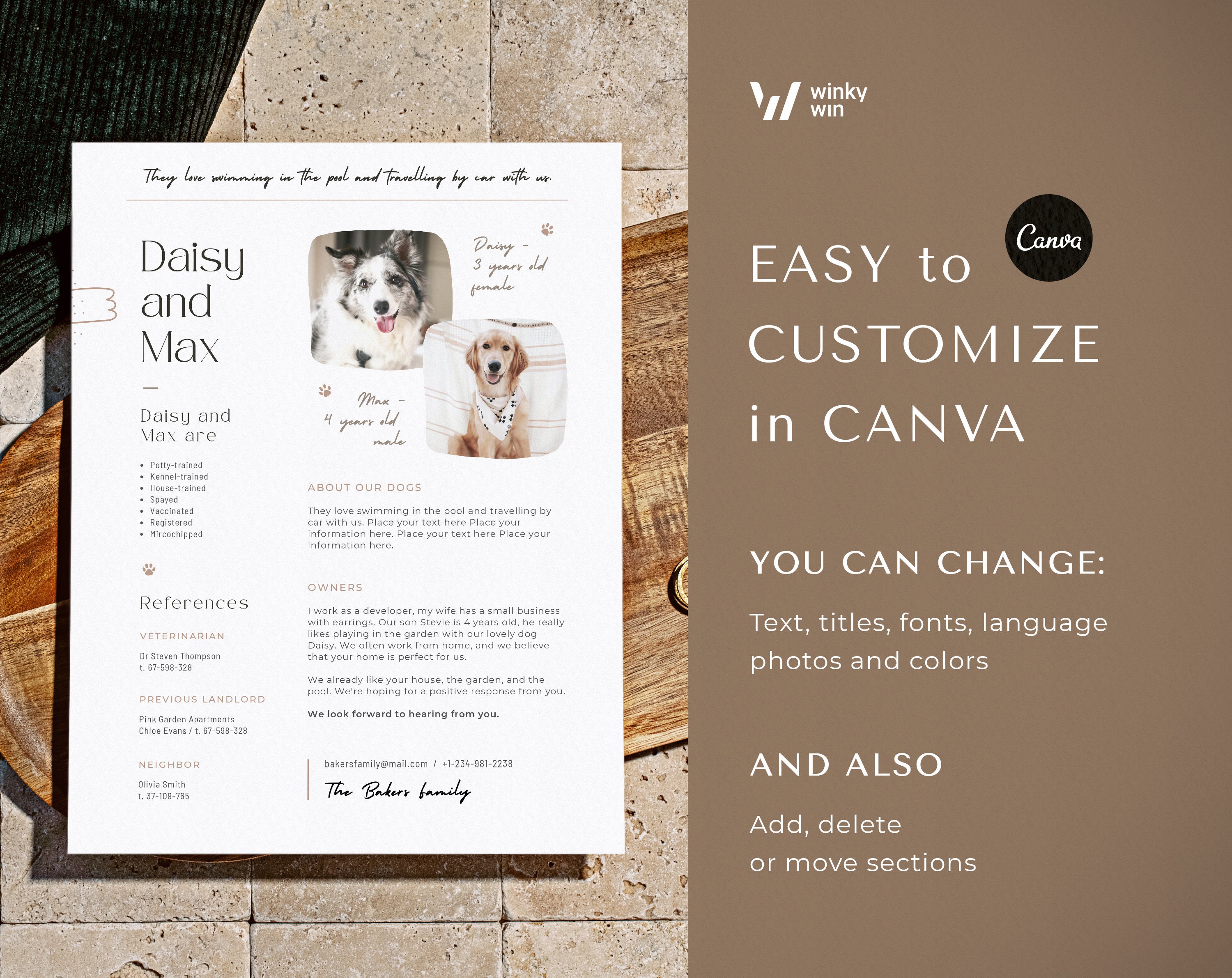 Pet Application Form for Rental, Dog Cv Editable, Rental Application ...