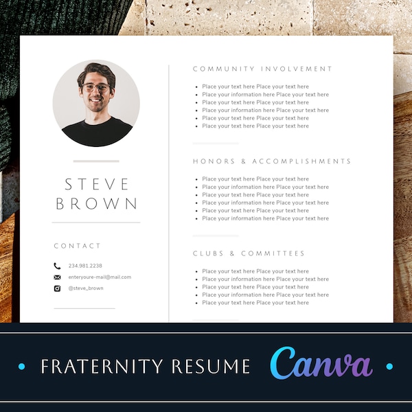 Fraternity resume template canva, Fraternity rush resume, recruitment resume example, Greek Brother Rush resume with Fraternity cover letter