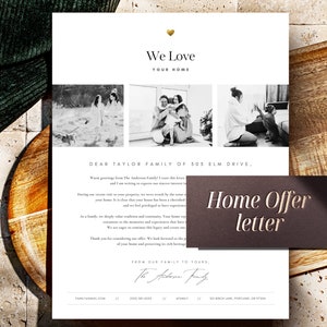 Plantilla de carta de oferta de vivienda minimalista: carta de oferta de vivienda editable al vendedor, carta moderna al vendedor de vivienda, carta de estimado vendedor, diseño lindo