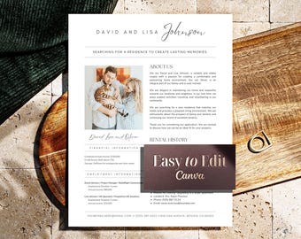 Carta de presentación para currículum de alquiler (formato Nueva Zelanda, Australia, EE. UU. y Canadá), plantilla de solicitud de alquiler exitosa (Canva), CV de alquiler - Diseño de currículum