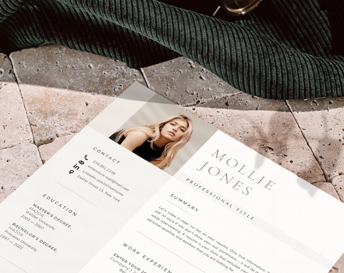 Creative Resume Template With Photo: Modern CV & Cover Letter (digital ...