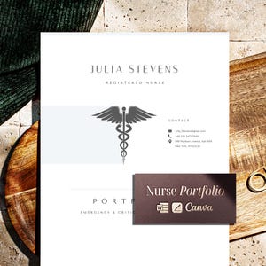 Nursing Portfolio Template, Nurse Portfolio for Canva, Word and Mac Pages Format, Great Examples for Doctor, RN, New Grad Nurse Practitioner