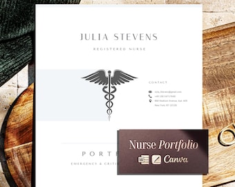 Nursing Portfolio Template, Nurse Portfolio for Canva, Word and Mac Pages Format, Great Examples for Doctor, RN, New Grad Nurse Practitioner