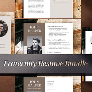 Plantillas de currículum de fraternidades para Canva, diseño de currículum de Rush, ejemplo de currículum de reclutamiento de fraternidades con carta de presentación, currículum social de Greek Rush