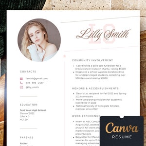 Monogrammed Sorority resume template, Rush Resume with monogram, Initials Sorority recruitment, Greek Gift Sorority resumes with photo Canva