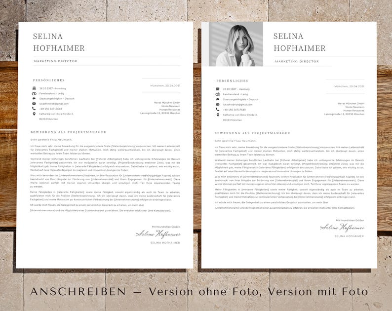Bewerbungsvorlagen Pages and Word Vorlage Lebenslauf mit Foto, Bewerbungsschreiben Herunterladen, Gratis Anschreiben Muster Bewerbung Arbeit bild 6