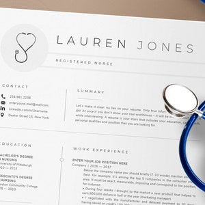 Registered Nurse Resume Template Rn, Nursing Resume Template Word & Pages, Medical Assistant Resume, Student Nurse, New Grad Nurse CV Design