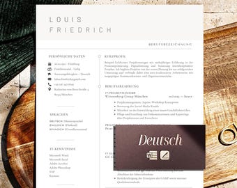 Moderne Lebenslauf Vorlage Ohne Foto, Bewerbungsvorlagen Word und Mac Pages, Einfach Lebenslauf und Anschreiben ohne Bild, Bewerbung Vorlage