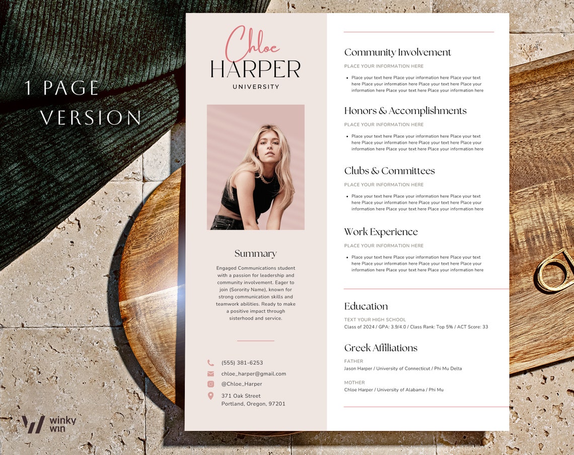 Sorority Resume Template With Photo - Il 1140xN.5907898364 Pad3