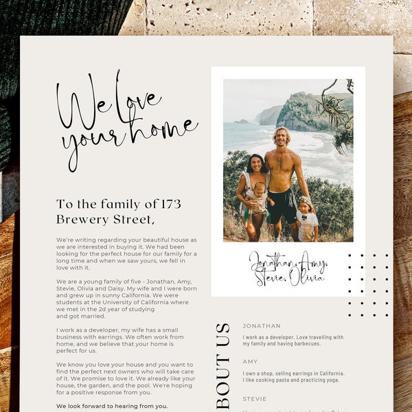Home Offer Letter Template, House Offer Letter to Seller Template Canva