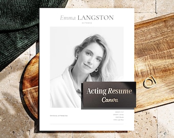 Actress Resume Template, Actor Resume Cv Design, Creative Theatre Resume, Editable Acting Resume Example - Bio Template for Canva, Actor Cv