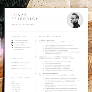 Bewerbungsvorlage Deutsch, Lebenslauf Vorlage für Word und Pages, Deckblatt, Anschreiben Anlagen Professionelle Bewerbung, Lebenslauf Modern