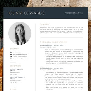 Minimalist resume template with photo, Creative Cv template with photo, Marketing Resume, HR Manager, Product Project management resume image 1
