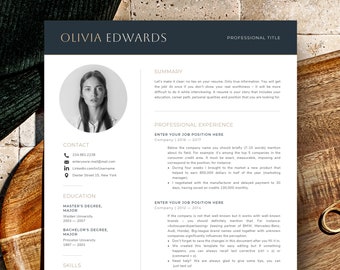 Minimalist resume template with photo, Creative Cv template with photo, Marketing Resume, HR Manager, Product Project management resume