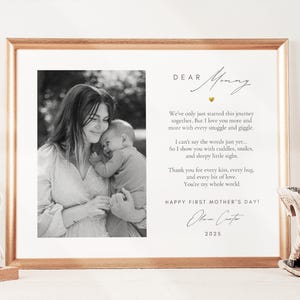 Premier cadre photo pour la fête des mères, 1er cadeau de fête des mères de bébé, art mural photo première maman née, poème chère maman, notre premier cadeau de fête des mères